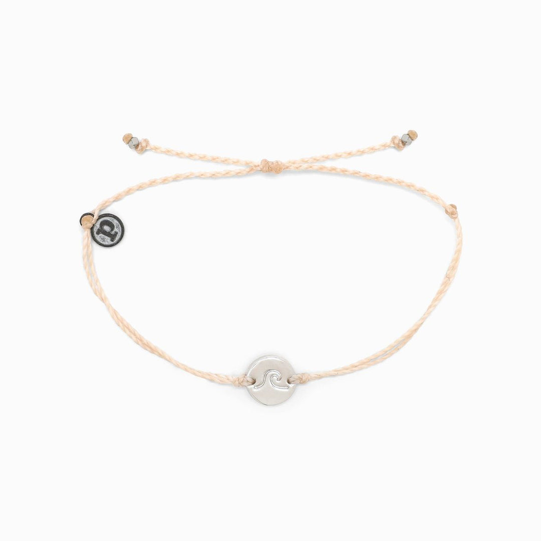 Pura Vida Silver Wave/Surf Coin Charm Bracelet (Vanilla)