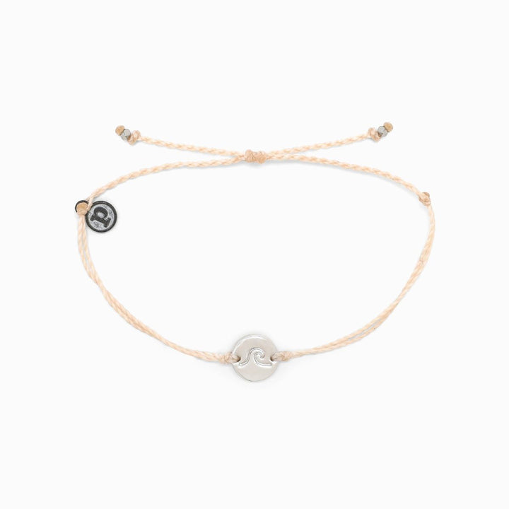 Pura Vida Silver Wave/Surf Coin Charm Bracelet (Vanilla)
