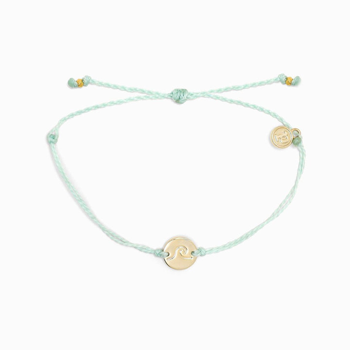 Pura Vida Gold Wave/Surf Coin Charm Bracelet (Winterfresh)