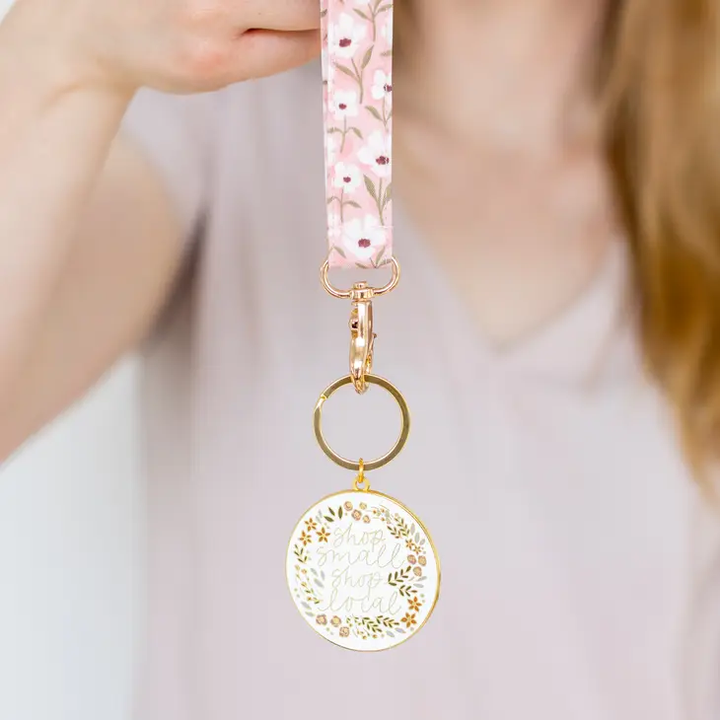 White Anemone Wristlet Keychain
