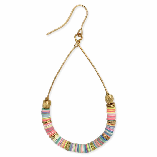 Boho Pastels Heishi Teardrop Earrings
